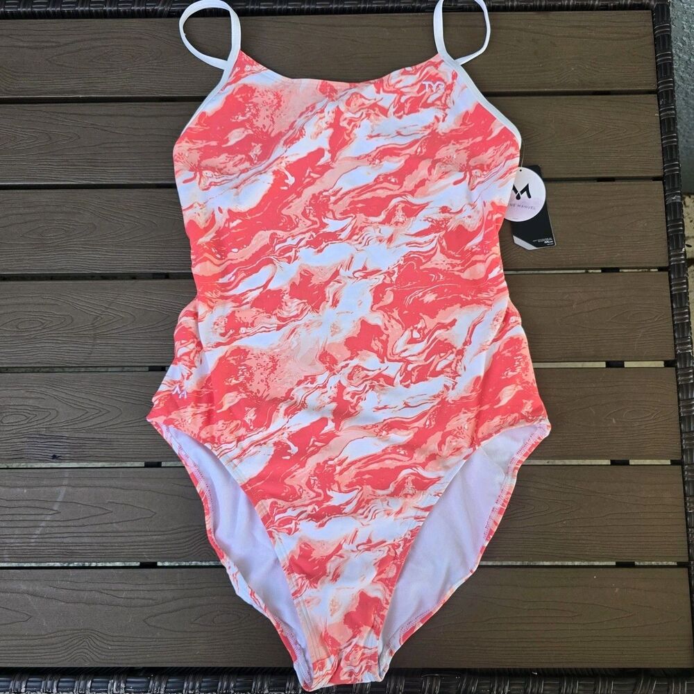 TYR Durafast Elite Women's Simone Manuel Ablaze Cutoutfit 1 Piece Swim Sz 40 New